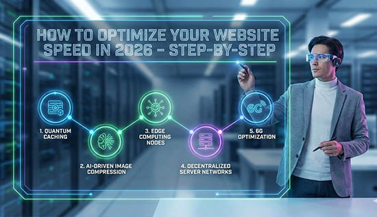 Step-by-step website speed optimization process in 2026 showing performance metrics, loading speed, and optimization techniques.