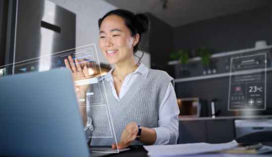 Futuristic digital landscape representing cutting-edge technology trends in 2025, featuring AI, robotics, and innovation.