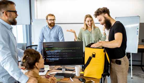 Solutions architect discussing system design and strategy