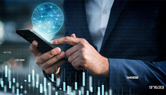 A business professional using a digital tablet to analyze data and integrate technology into a business strategy