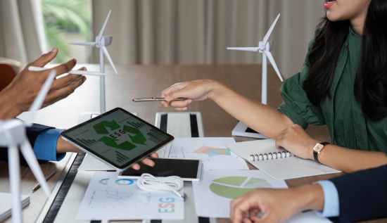 IT professionals developing sustainable technology strategies for modern businesses