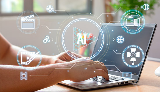 Illustration of a generative AI application with limitations represented by a barrier or question mark, symbolizing tasks it cannot perform.
