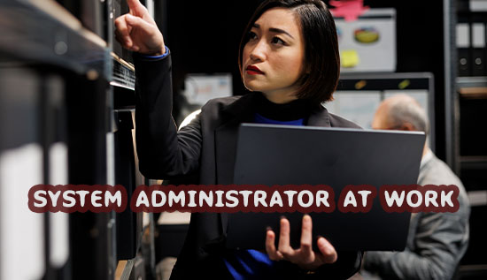 IT professional configuring servers in a data center – System Administrator at work