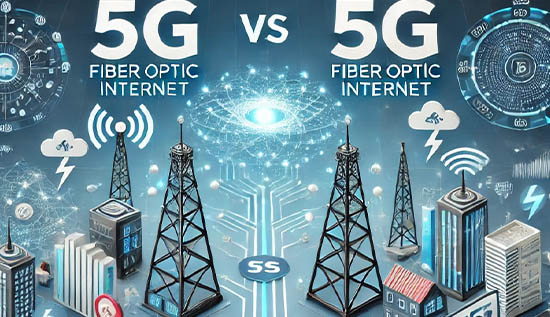 Comparison of 5G and Fiber Optic Internet for better connectivity and performance.
