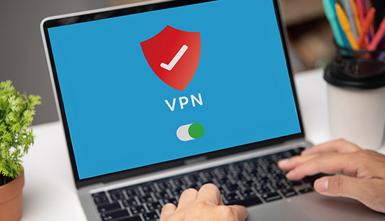 Diagram showing VPN, firewall, and endpoint security working together to protect a network