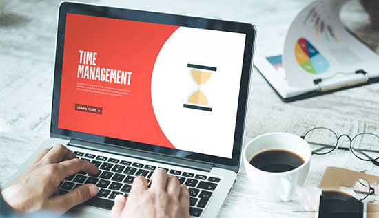 Time-tracking and task management software dashboard showing team tasks, work hours, and project progress