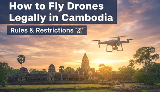 Drone flying legally in Cambodia following national aviation rules and restrictions.