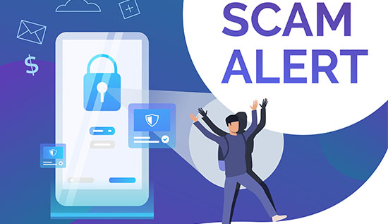 Warning about scam mobile apps stealing data in 2026 smartphone security concept.