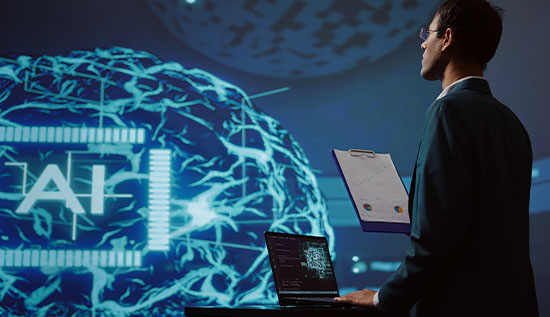 AI predicting and preventing IT failures with data analysis and monitoring systems.