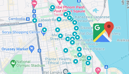exploring google maps of Cambodia