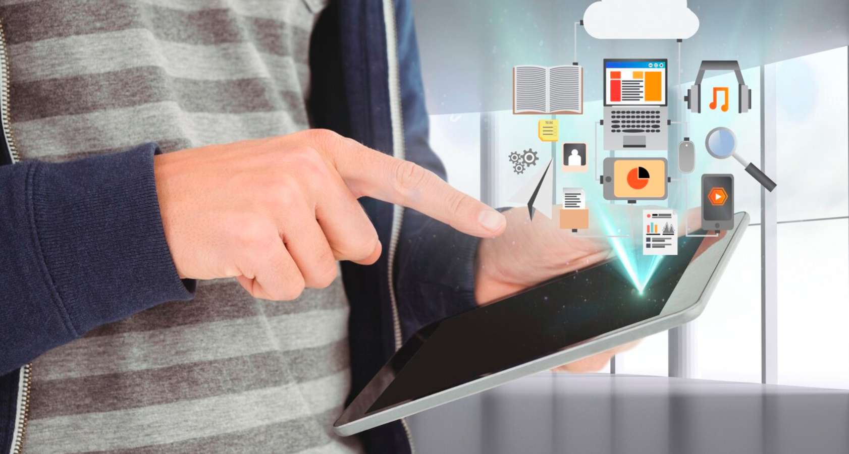 Finger interface laptop show what is a digital creator